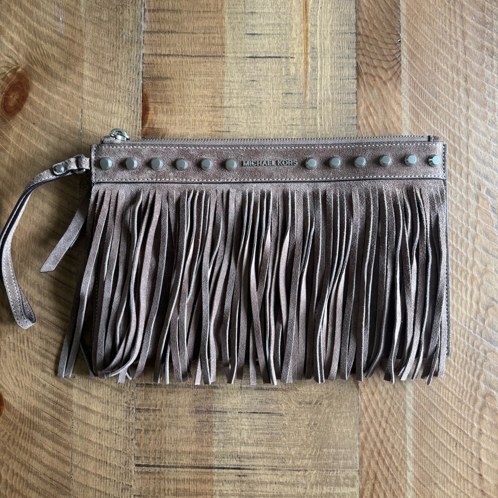 MICHAEL Michael Kors Taupe Leather Clutch